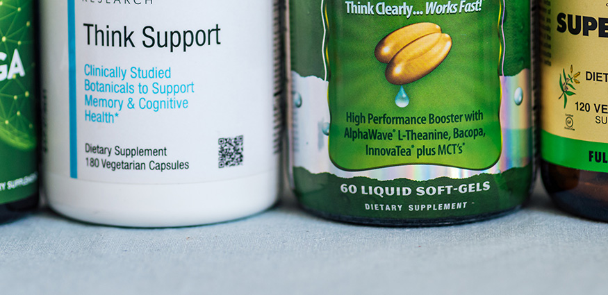 product labels for health supplements.