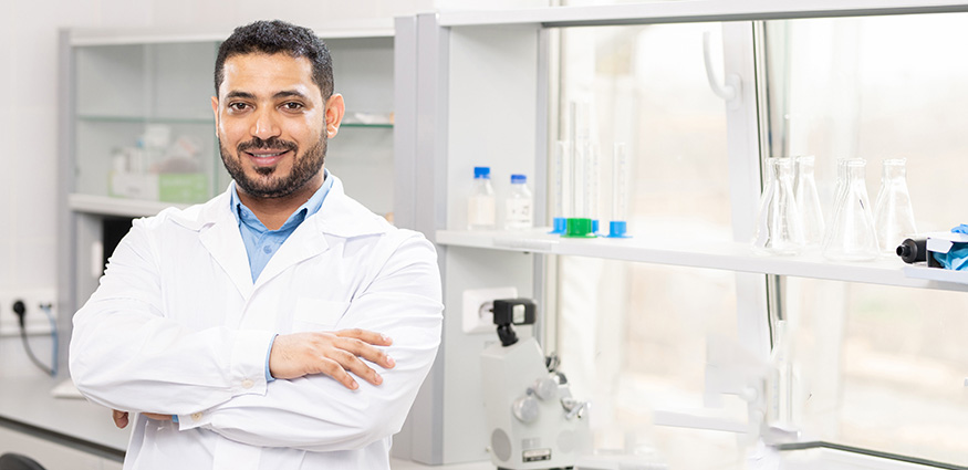 Lab scientist testing cannabis marijuana products in Canada.